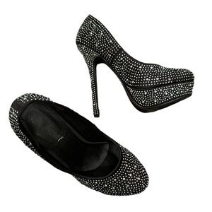 DELICACY DELUXY PLATFORM STILETTO BLING JEWELED SHOES 6.5